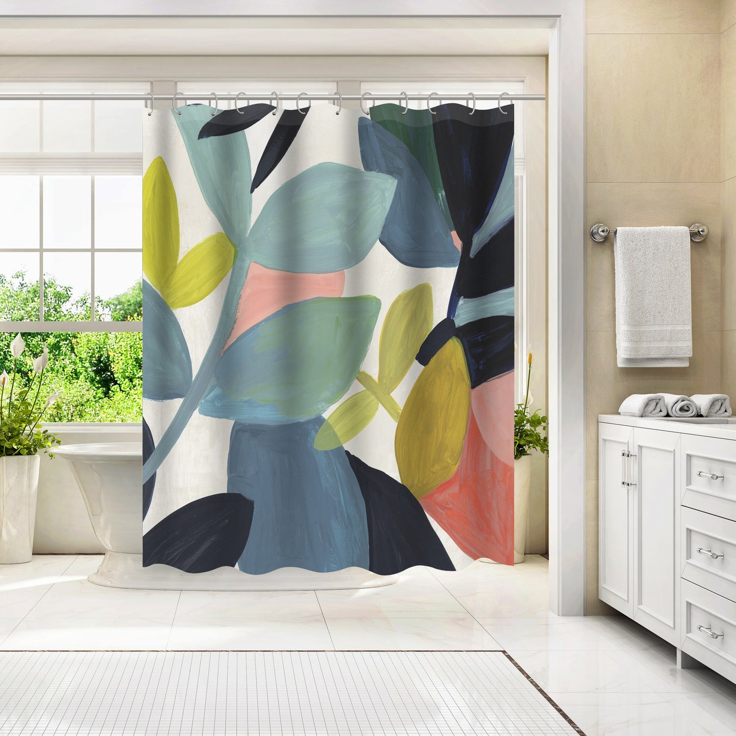 72" x 72” Abstract Shower Curtain with 12 Hooks, Embodiment by Pi Creative Art